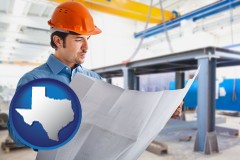 texas map icon and a construction engineer